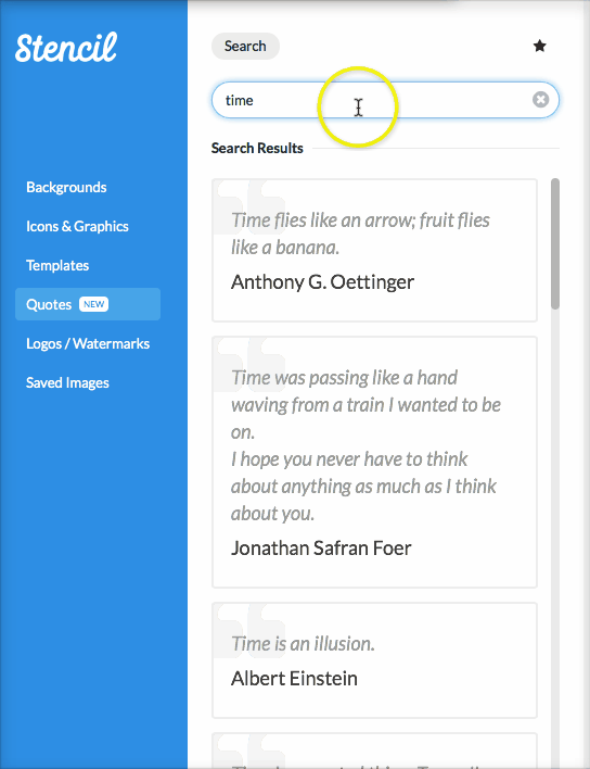 Search for time in the Stencil quote library.
