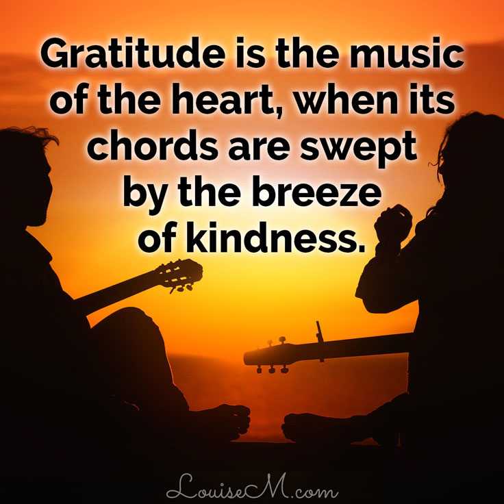 musicians at sunset says gratitude is the music of the heart.