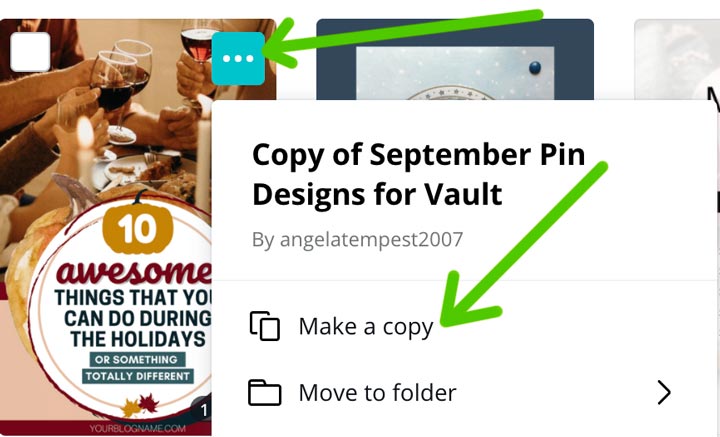 how to make a copy of the canva pin template