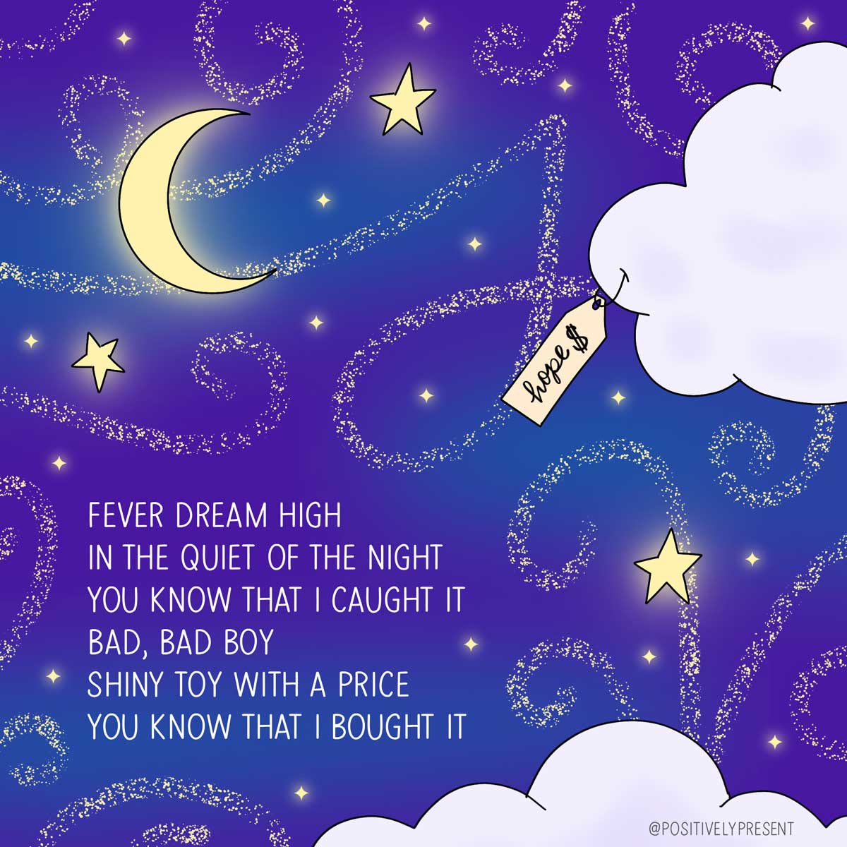 cruel summer taylor swift lyrics on starry night sky artwork.