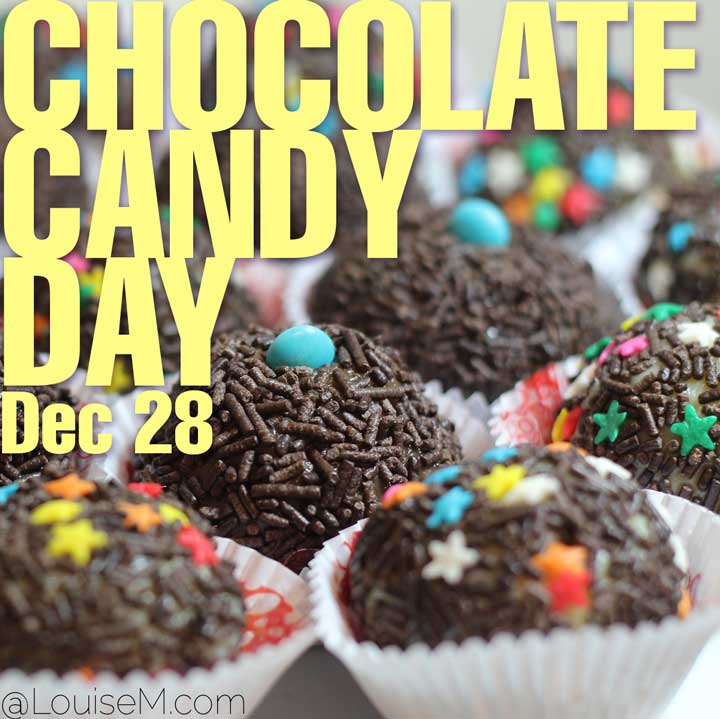 december 28 holiday chocolate candy day text on photo.