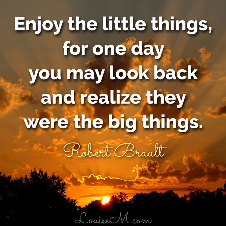 gorgeous sunset with gratitude quote, enjoy the little things.