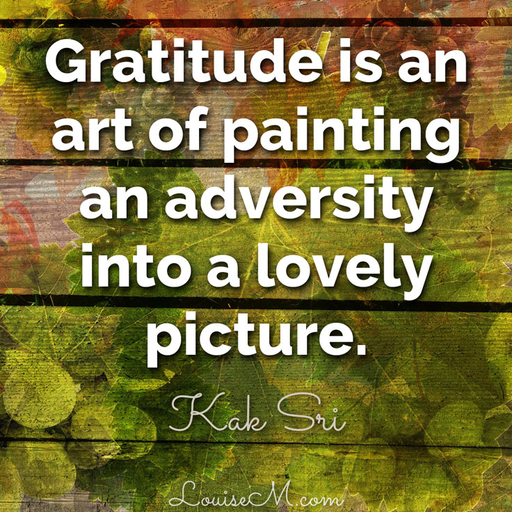 autumn painting with quote, gratitude is painting adversity into a lovely picture.