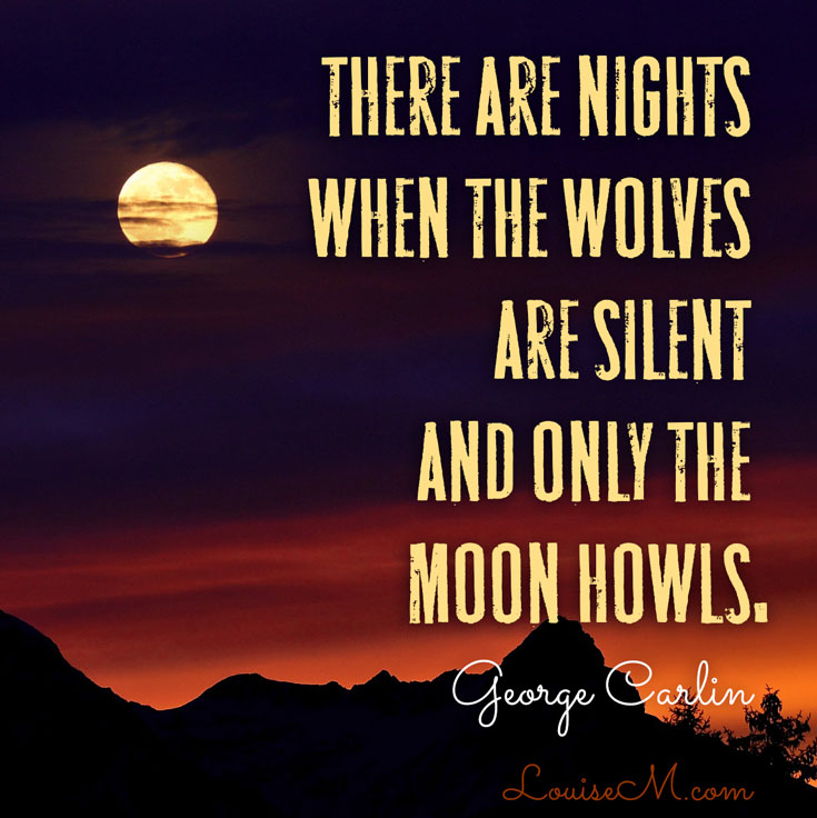 full moon image with spooky Halloween quote by george carlin.