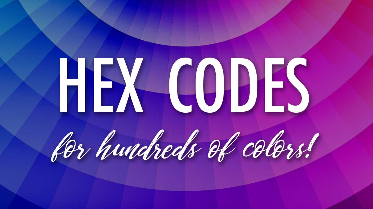 part of color wheel with text overlay says hex codes for hundreds of colors.