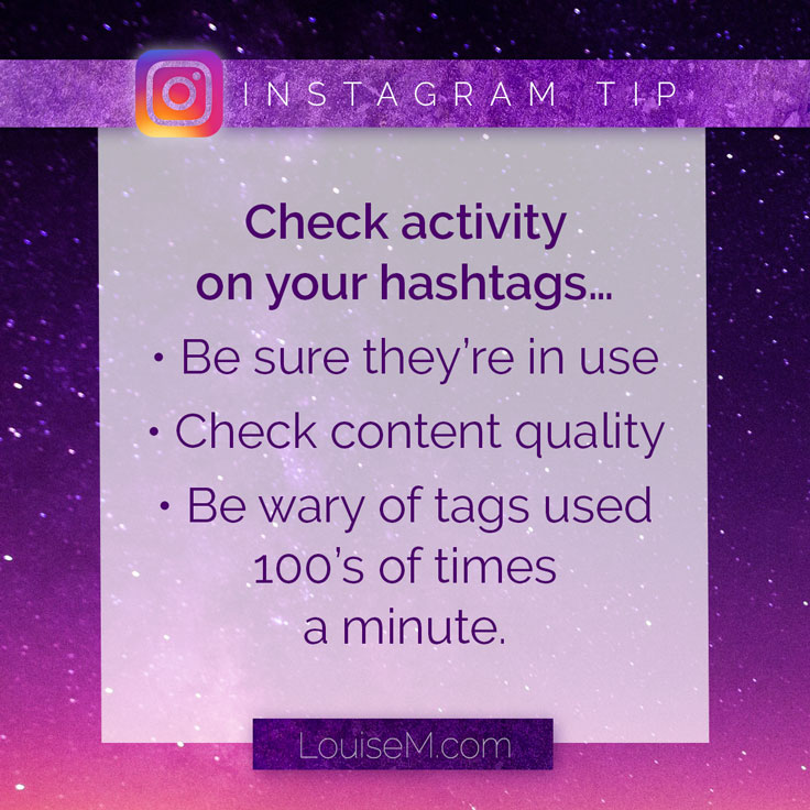 Instagram tip: Check the activity level on your hashtags. Click thru to blog to get your FREE guide!