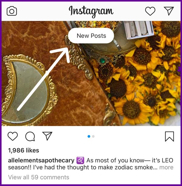 instagram new posts button