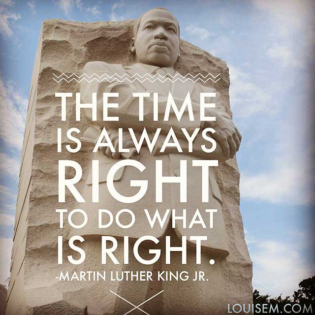 Martin Luther Luther King Jr quote on photo of his statue.