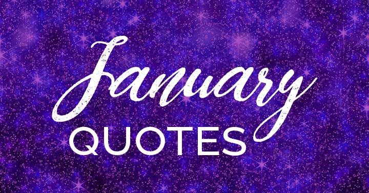 January quotes script on purple sparkly background.