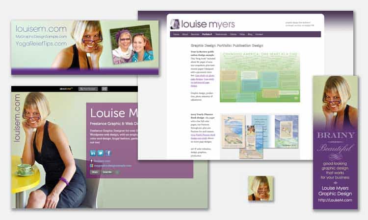 the old LouiseM website and Facebook designs