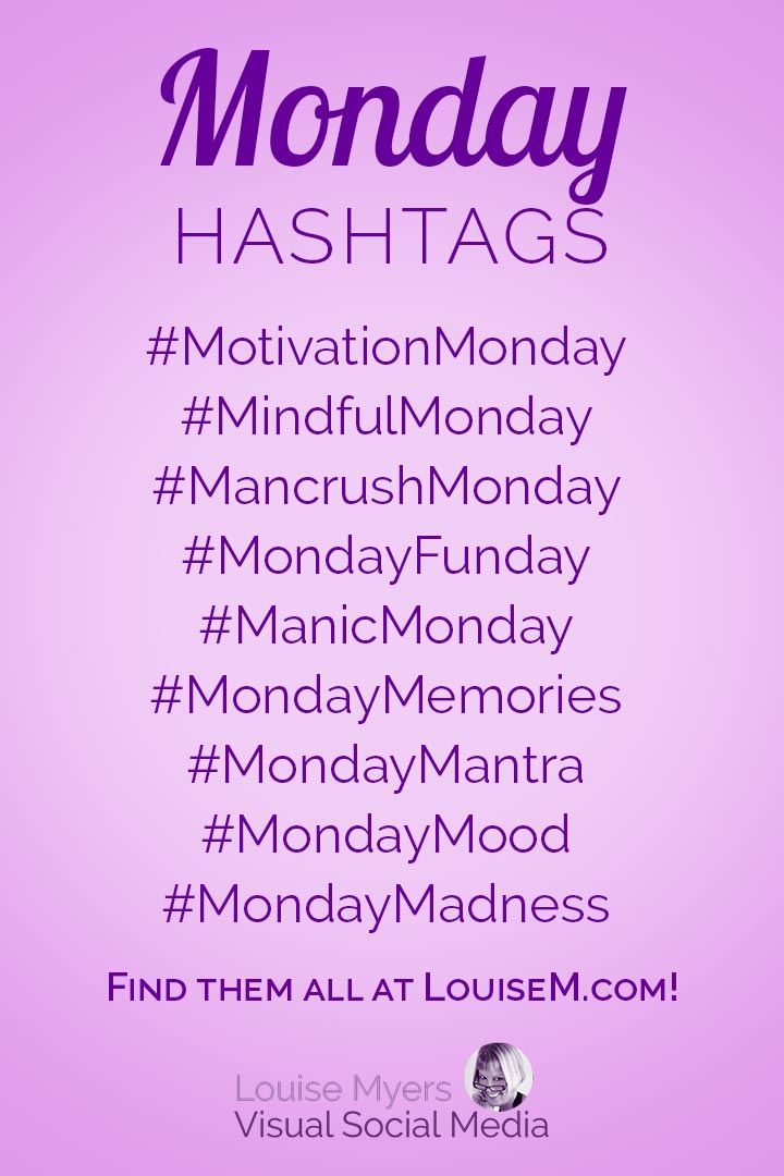 Monday hashtags cheat sheet