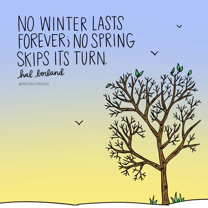 No winter lasts forever no spring skips its turn quote on drawing.