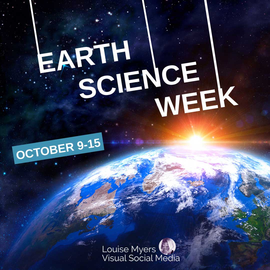 planet earth with sun peeking over horizon says earth science week is october 9 to 15.