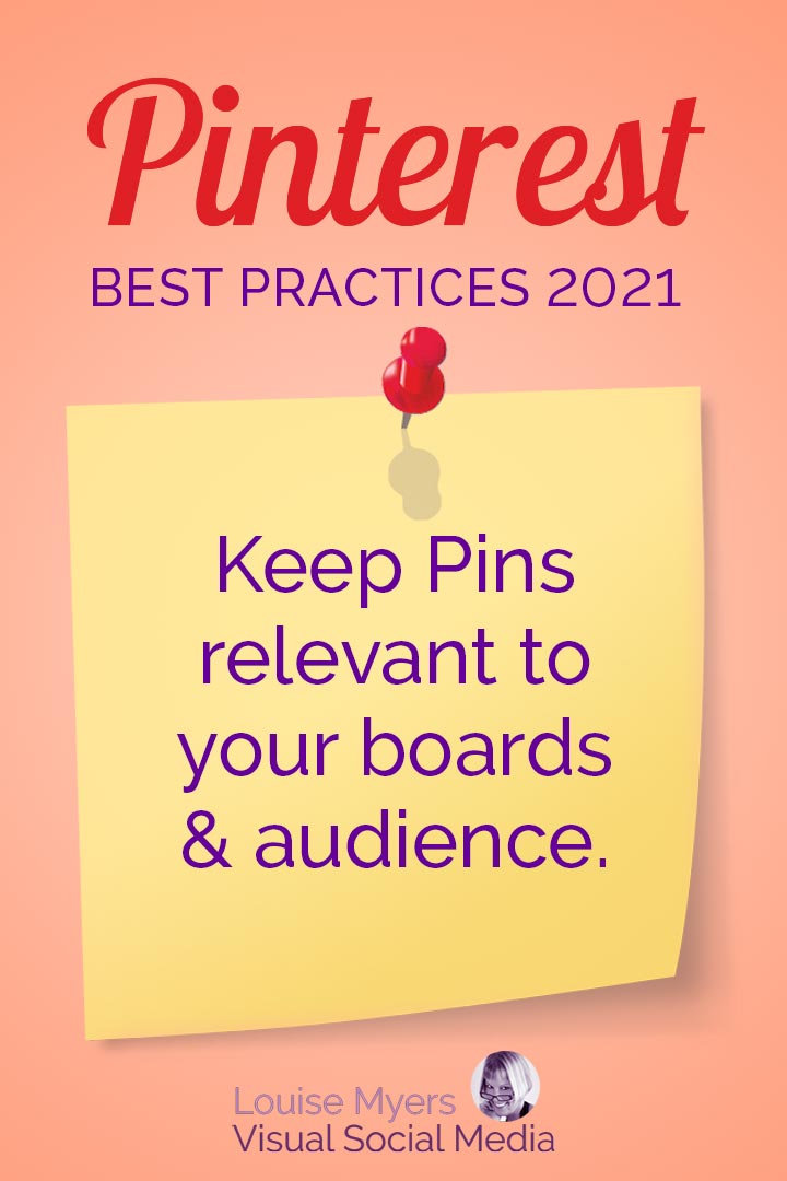 Pinterest prefers relevant Pins