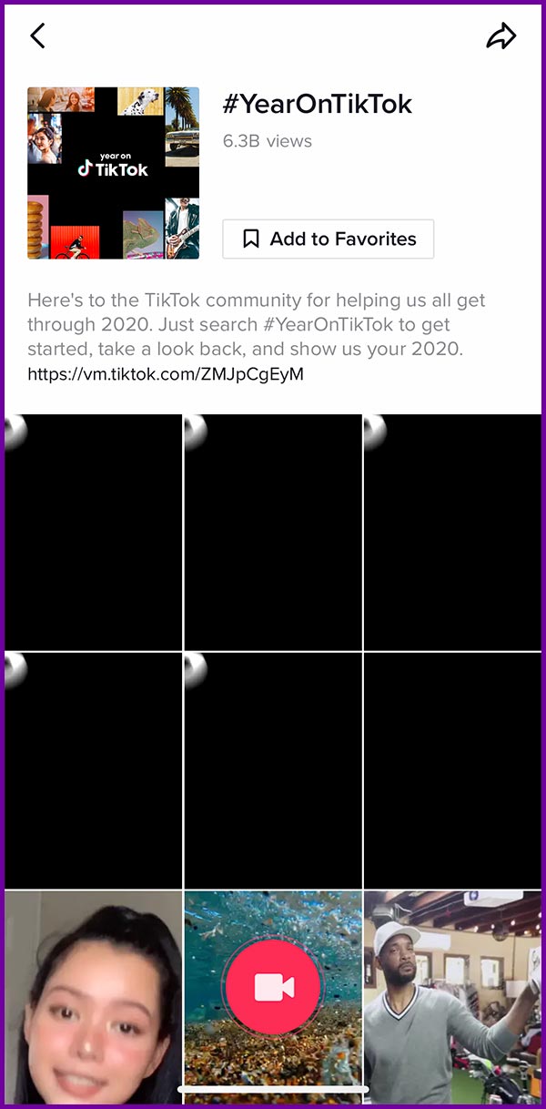 screenshot of tiktok hashtag research