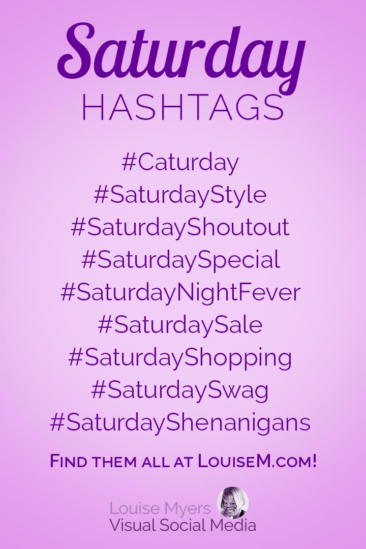 Saturday hashtags cheat sheet