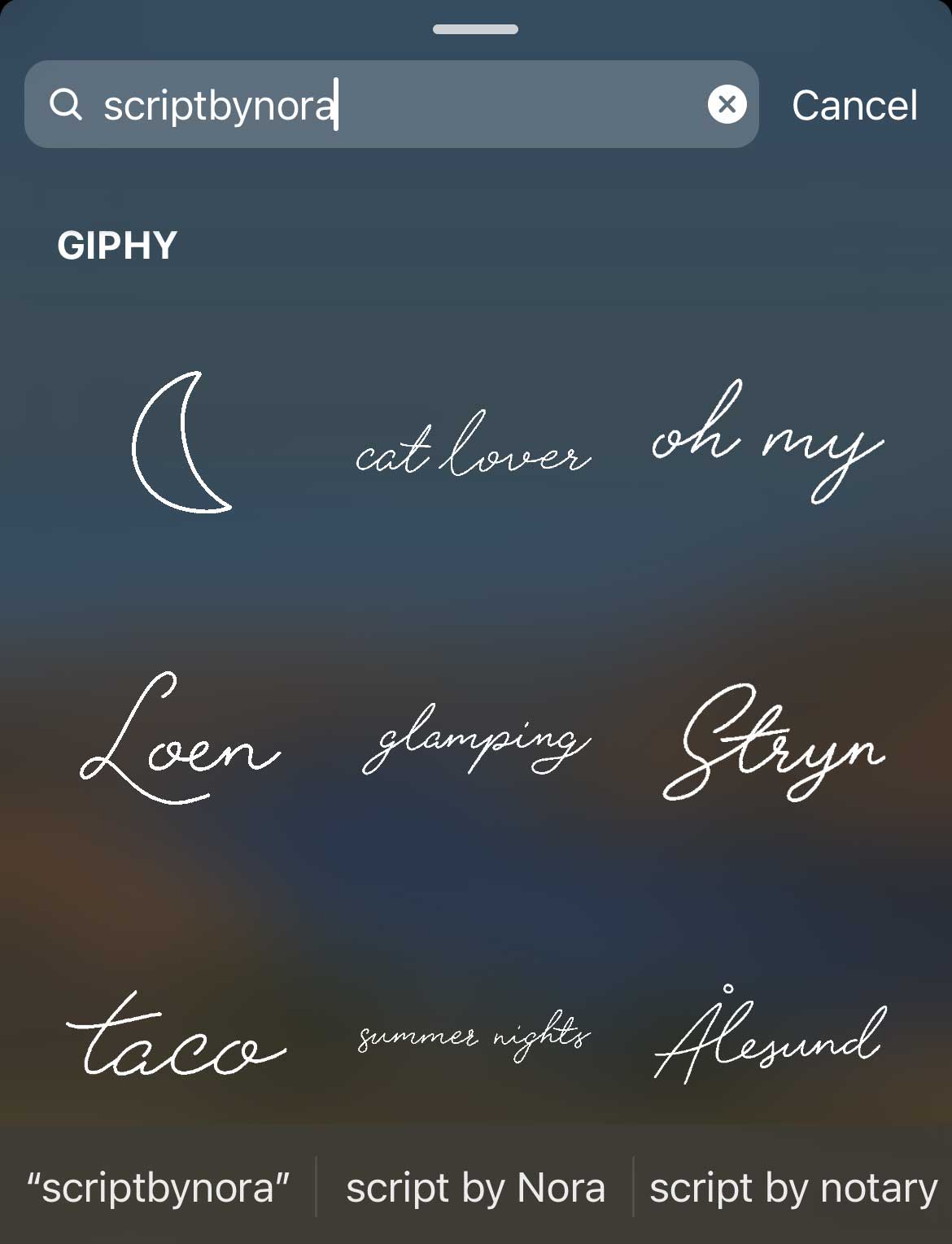 Classic script font stickers.