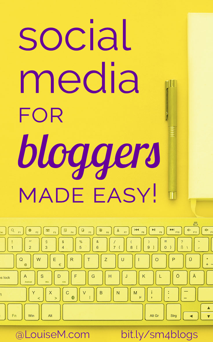 yellow desktop flatlay with words social media for bloggers made easy.