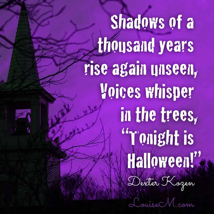 gothic steeple on purple sky with Tonight is Halloween spooky quote.