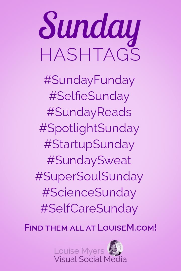 Sunday hashtags cheat sheet