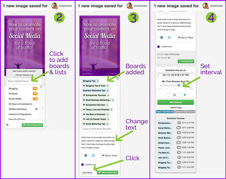 Add boards, set interval, click Schedule and you’re done!