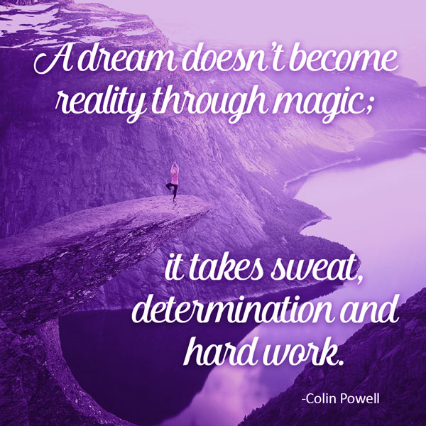 Success quote: A dream doesn't become reality through magic; it takes sweat, determination, and hard work.