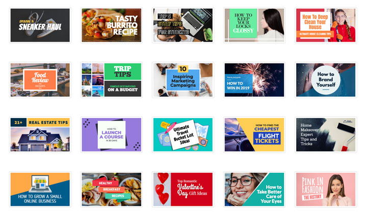 assortment of free YouTube thumbnail templates.