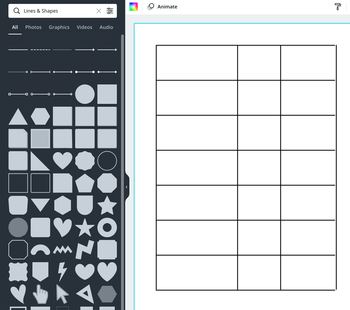 screenshot shows how to make rows with lines. 