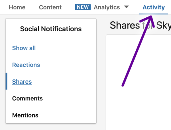 LinkedIn activity dropdown screenshot.