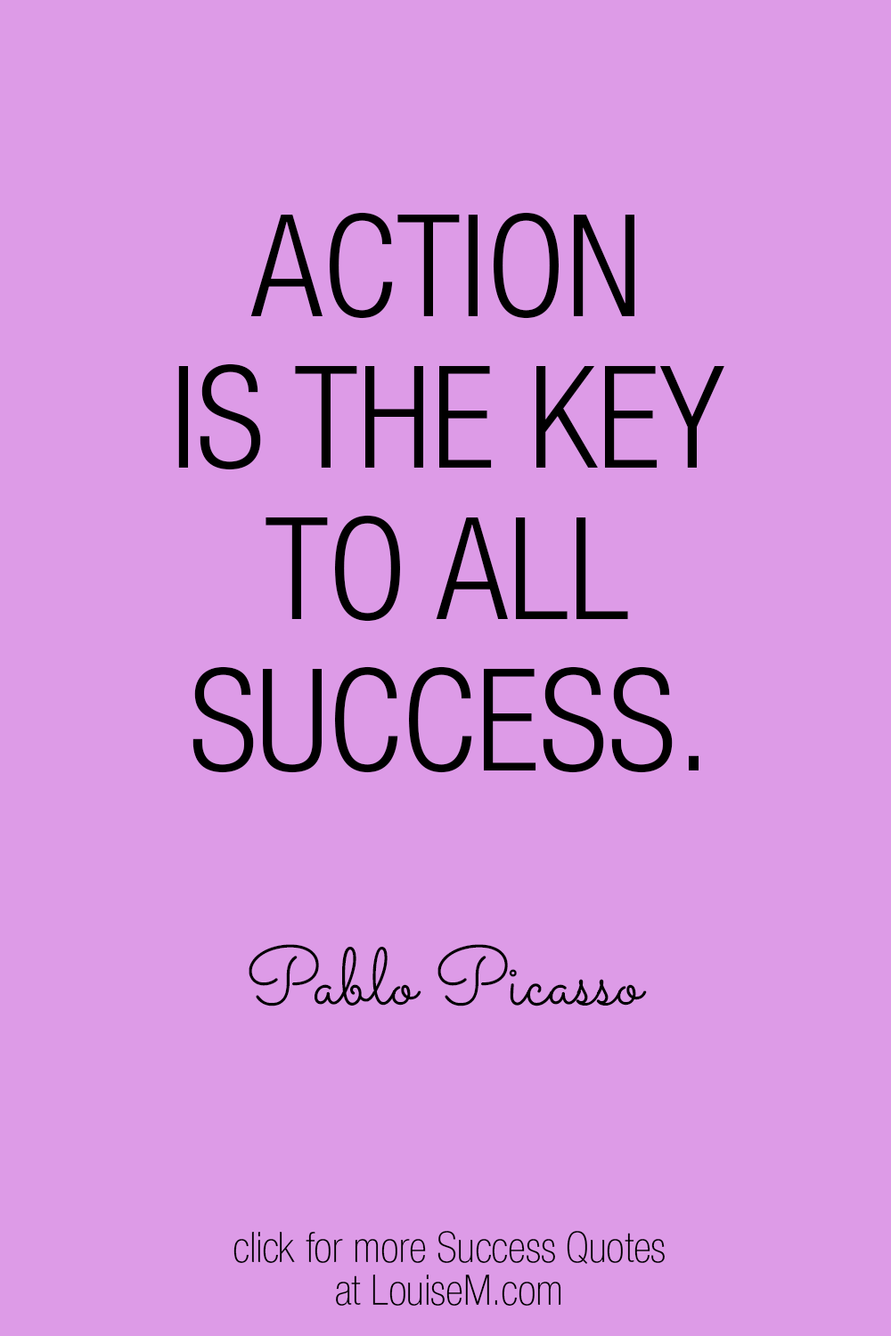 Pablo Picasso success quote on purple background