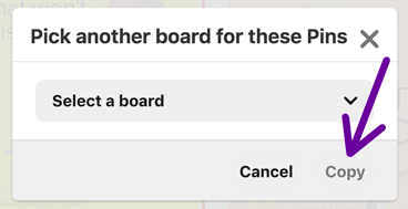 copy pins to another board