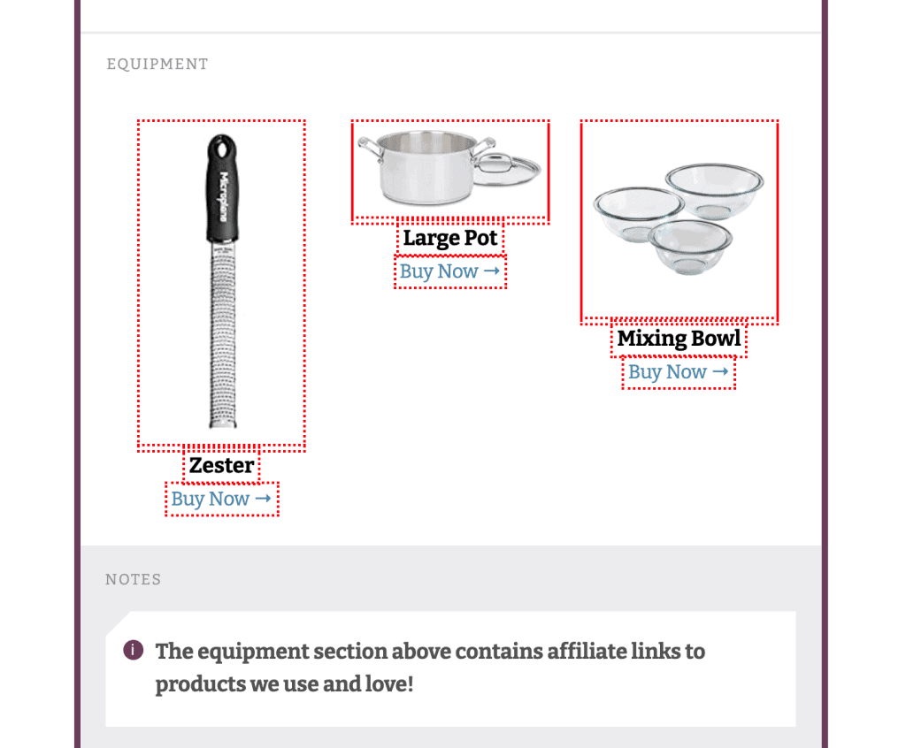 Screengrab of what Tasty Links looks like in the Tasty Recipes recipe card