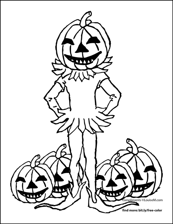 jack-o-lantern head costume halloween coloring page.