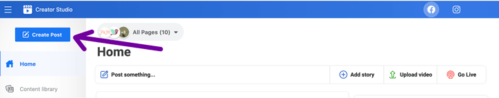 create post on creator studio screenshot