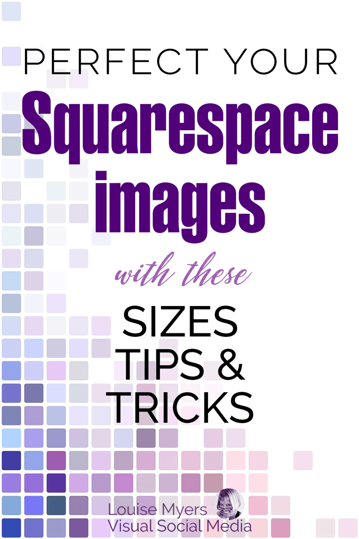 perfect your squarespace images text on pink purple and blue square tiles.