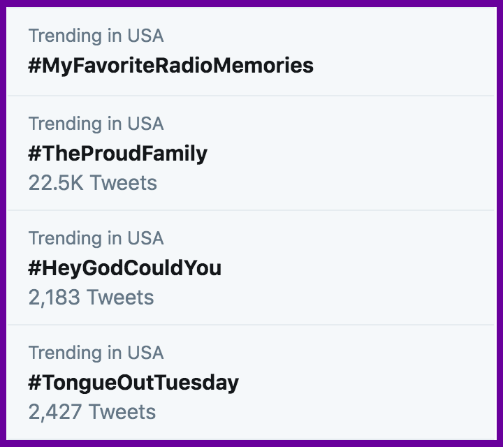 Trending hashtags on Twitter