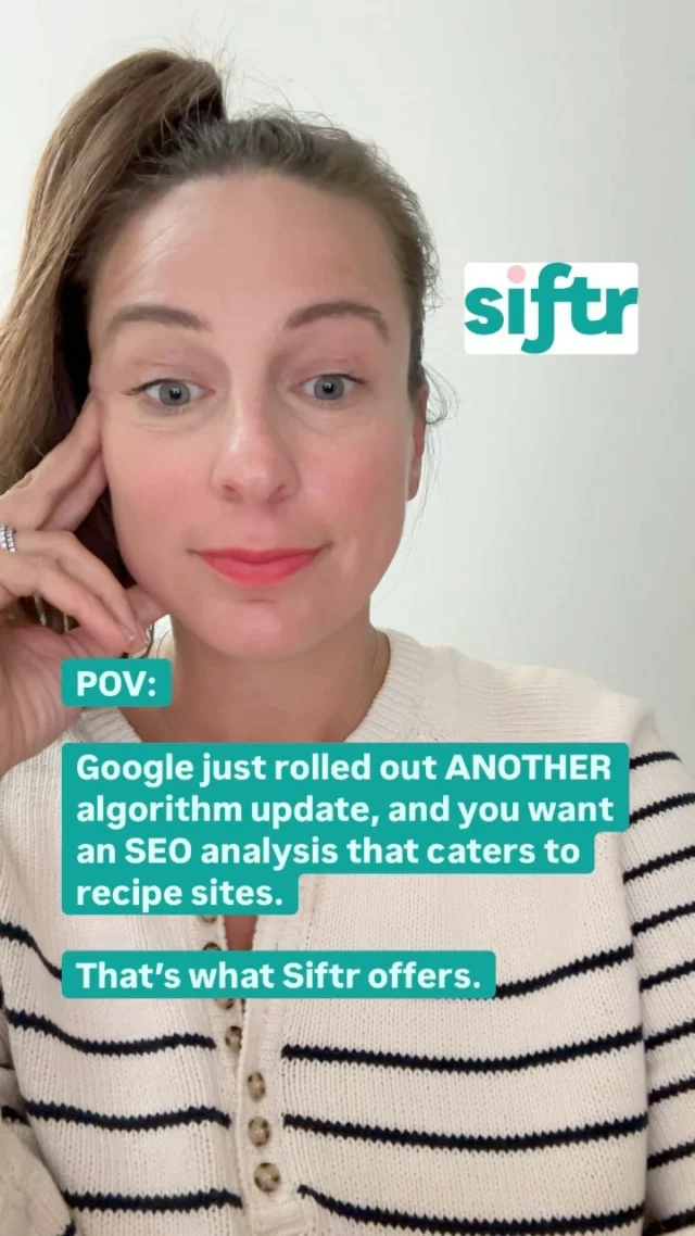 You can sign up for Siftr at the link in bio, or go to siftrseo.com 👩🏻‍💻

Hundreds of eager Siftr readers have already subscribed to the newsletter.

We are *not* surprised by the reception to Siftr so far! 

A newsletter dedicated to RECIPE SEARCH and RECIPE SEO is long overdue.

The countdown to Siftr’s first issue going out is officially on!